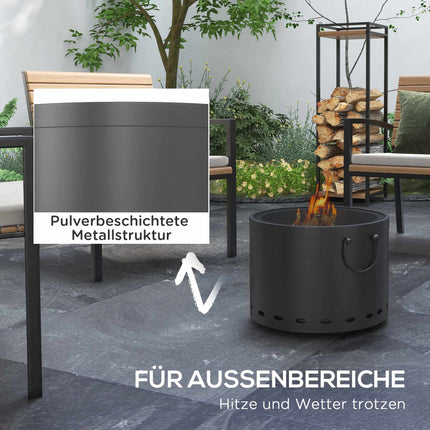 Smoke-Free Fire Pit, Metal, Spark Guard, 38x27 cm, Dark Grey