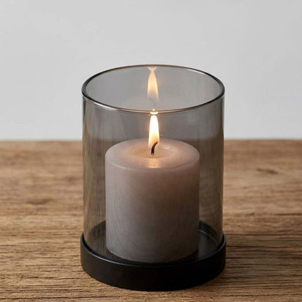Windlichter aus Rauchglas (6er-Set) mit Metallsockel