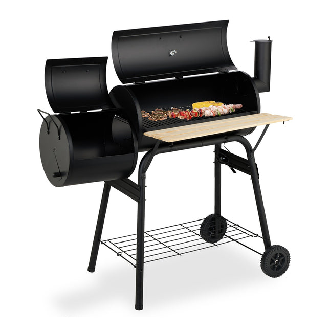 Räuchergrill mit Deckel und Rädern – Holzkohlegrill