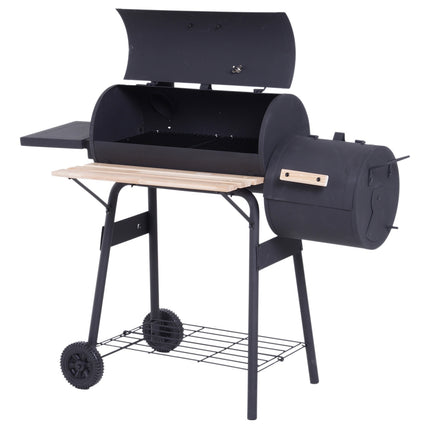 Holzkohlegrill mit Smoker und zwei Kammern