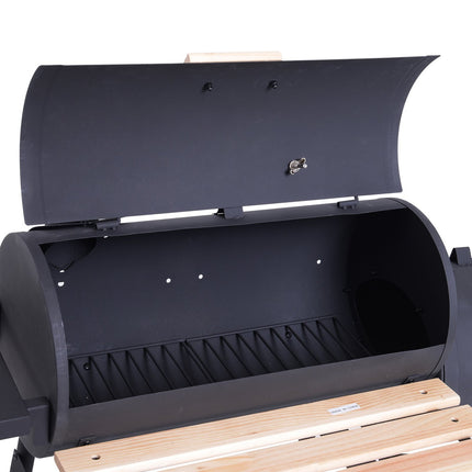 Holzkohlegrill mit Smoker und zwei Kammern