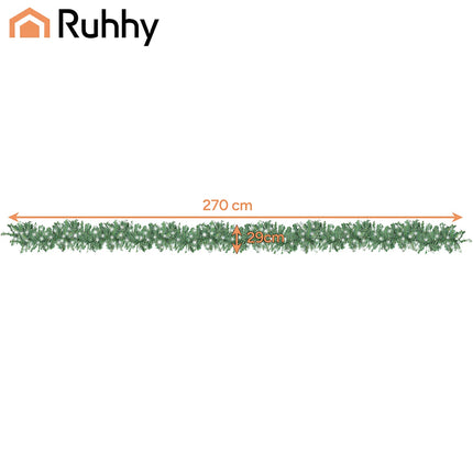 Schneebedeckte Weihnachtsgirlande, 270 cm, flexibles PVC