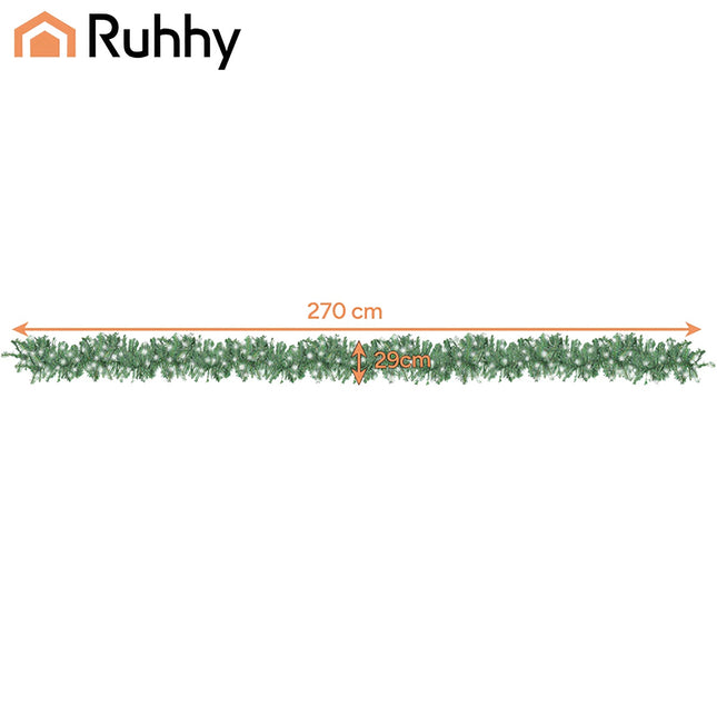 Schneebedeckte Weihnachtsgirlande, 270 cm, flexibles PVC