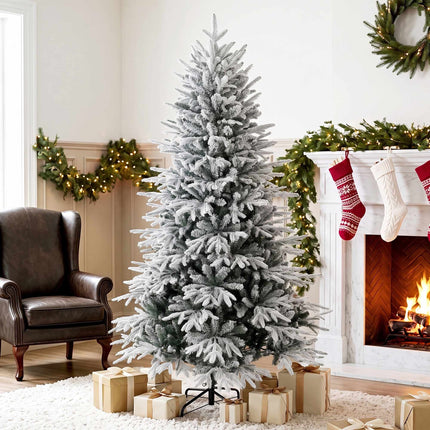 Snow Flocked Artificial Christmas Tree 180 cm with 1920 Tips, Hinged Branches