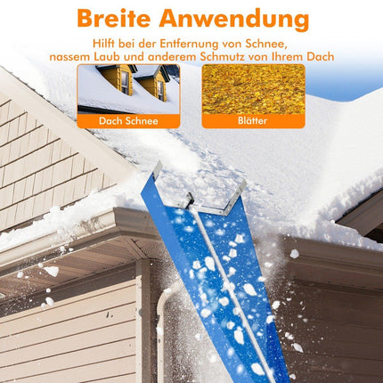 Snow Rake with 4-Piece Bar & Practical Wheels & Non-Slip Handle Roof Rake Silver