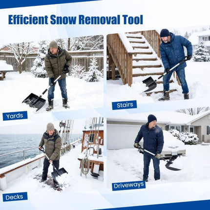 Snow Shovel, Lightweight D-Grip, Aluminum Edge, Black