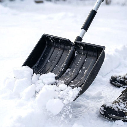 Snow Shovel, Lightweight D-Grip, Aluminum Edge, Black