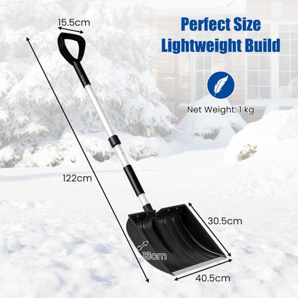 Snow Shovel, Lightweight D-Grip, Aluminum Edge, Black