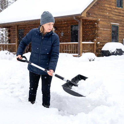 Snow Shovel, Lightweight D-Grip, Aluminum Edge, Black