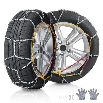 Snow Tire Chains 2-Pack, Manganese Steel, For Cars SUVs