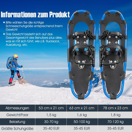 Snowshoe Set with Double Ratchet Bindings, 53cm, Navy Blue