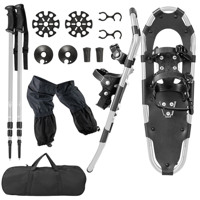 Snowshoes Set with Adjustable Poles, 78 cm, Silver