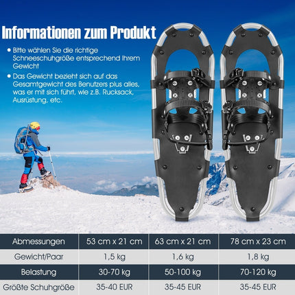 Snowshoes Set with Adjustable Poles, 78 cm, Silver