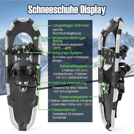 Snowshoes Set with Adjustable Poles, 78 cm, Silver