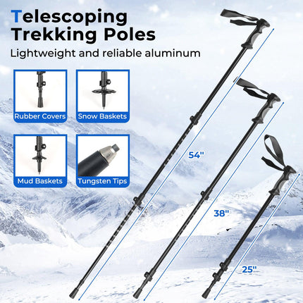 Schneeschuhe mit Trekkingstöcken, 54cm, EU 35-40