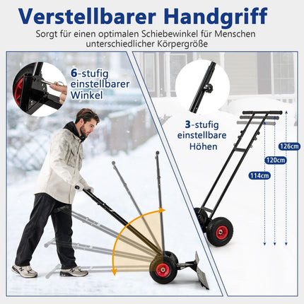 Snow shovel on wheels 91.5 cm working width, height adjustable & adjustable angle black