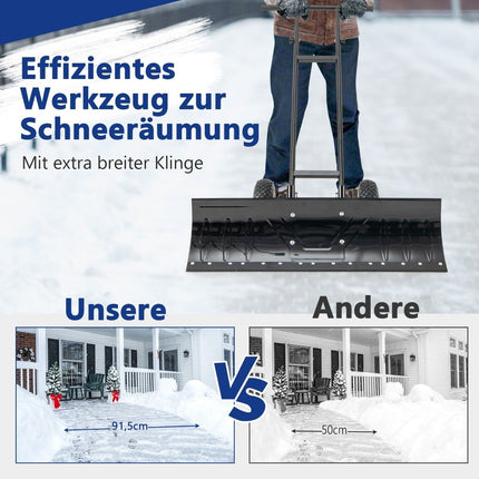 Snow shovel on wheels 91.5 cm working width, height adjustable & adjustable angle black