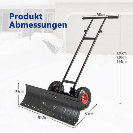 Snow shovel on wheels 91.5 cm working width, height adjustable & adjustable angle black