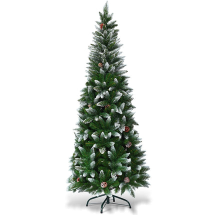 Beschneiter Weihnachtsbaum mit Metallständer, 630 PVC-Spitzen, 180cm