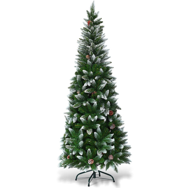 Beschneiter Weihnachtsbaum mit Metallständer, 630 PVC-Spitzen, 180cm