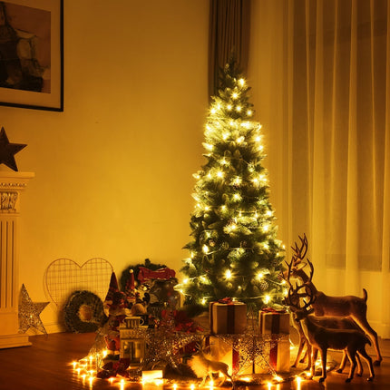 Beschneiter Weihnachtsbaum mit Metallständer, 630 PVC-Spitzen, 180cm