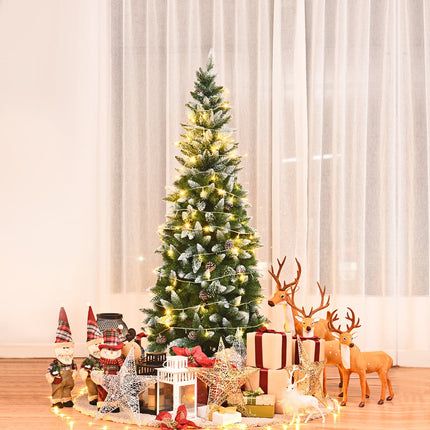 Beschneiter Weihnachtsbaum mit Metallständer, 630 PVC-Spitzen, 180cm