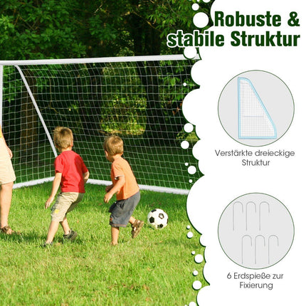 Fußballtor 365x182 cm mit robustem Netz und Heringen