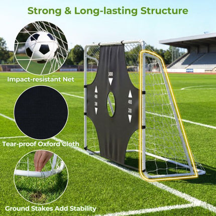 Soccer Goal With 5-Hole Target Wall, 215×152 cm