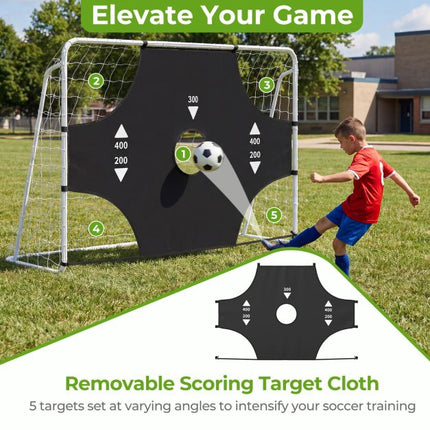 Soccer Goal With 5-Hole Target Wall, 215×152 cm