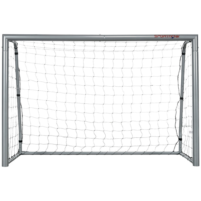 Voetbaldoel met PE-gaas Voetbaldoel voor kinderen en volwassenen 240 x 85 x 160 cm Staal PE Tuinvoetbaltraining Grijs