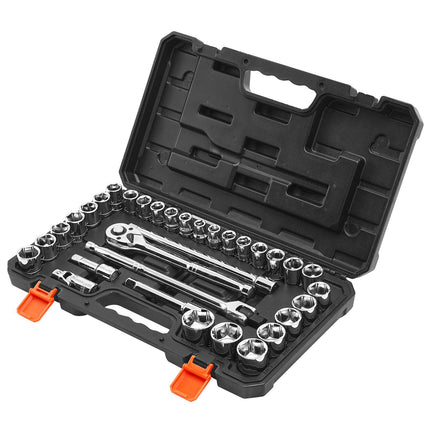 Socket Set, 33-Piece 12.7 mm Drive, SAE Metric, Case