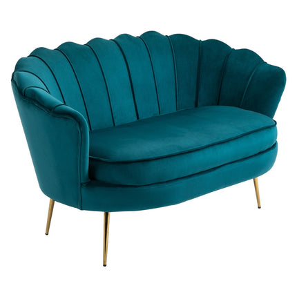 Modern 2-seater sofa, velvet look, 130 cm, dark green