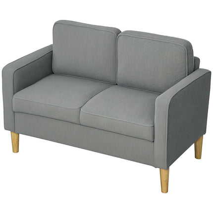 Kleines 2-Sitzer Sofa mit Stauraum, Kord-Optik, hellgrau