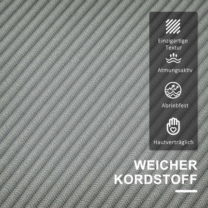 Kleines 2-Sitzer Sofa mit Stauraum, Kord-Optik, hellgrau