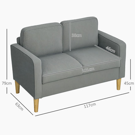 Kleines 2-Sitzer Sofa mit Stauraum, Kord-Optik, hellgrau