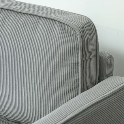 Kleines 2-Sitzer Sofa mit Stauraum, Kord-Optik, hellgrau