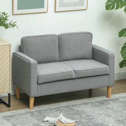 Kleines 2-Sitzer Sofa mit Stauraum, Kord-Optik, hellgrau