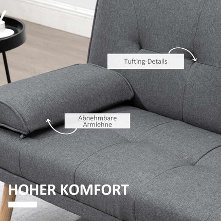 Dunkelgraues 3-Sitzer Schlafsofa mit Klapptisch & Getränkehalter