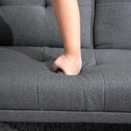 Dunkelgraues 3-Sitzer Schlafsofa mit Klapptisch & Getränkehalter