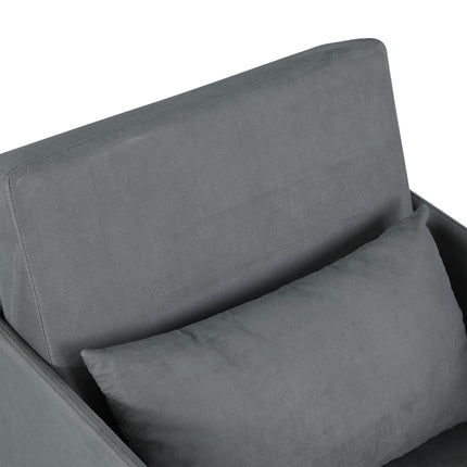 Einfaches graues Schlafsofa mit waschbarem Bezug und Seitentaschen
