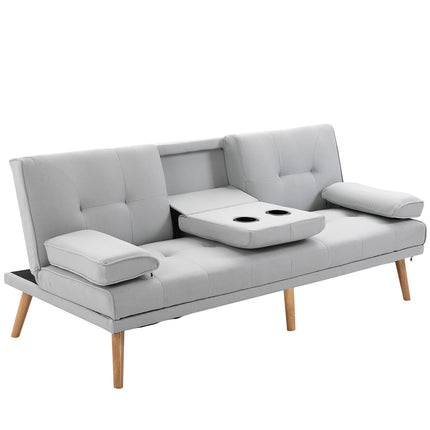 Light gray sofa bed in linen, 3-seater, 181x77x72 cm