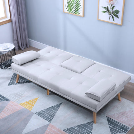 Light gray sofa bed in linen, 3-seater, 181x77x72 cm