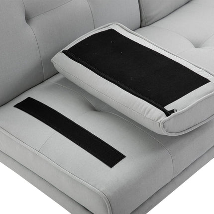 Light gray sofa bed in linen, 3-seater, 181x77x72 cm