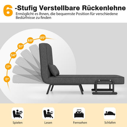 Schlafsofa, klappbar, verstellbar, Schlafsofa, Schlafcouch mit Rückenlehne, Dunkelgrau