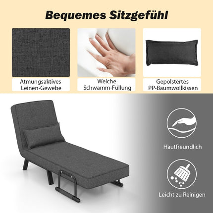 Schlafsofa, klappbar, verstellbar, Schlafsofa, Schlafcouch mit Rückenlehne, Dunkelgrau