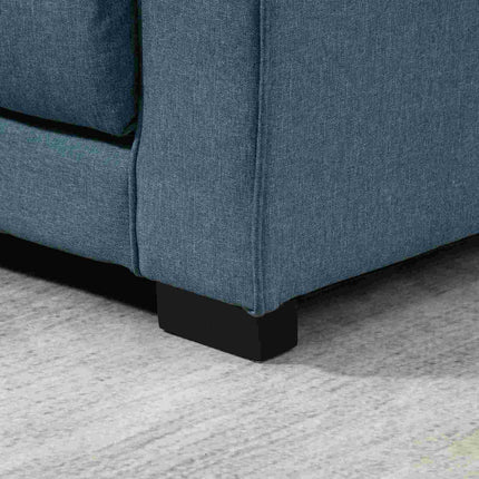 Sofa bed in blue fabric with sleeping function, 2-seater