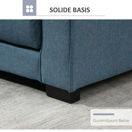 Sofa bed in blue fabric with sleeping function, 2-seater