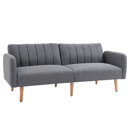 Folding sofa bed, 2-seater, gray linen-like fabric