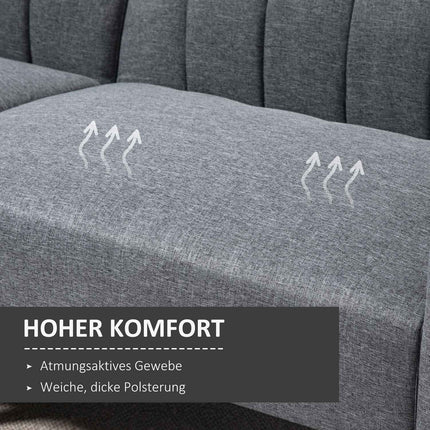 Folding sofa bed, 2-seater, gray linen-like fabric