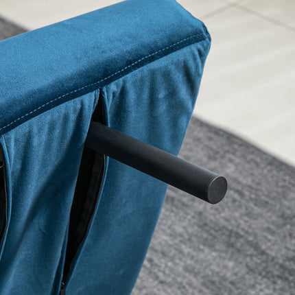 Blaues Samtschlafsofa, verstellbare Rückenlehne, klappbares Design